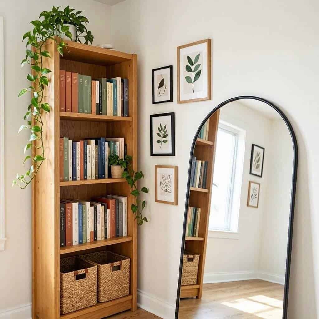 aesthetic shelves and mirrors