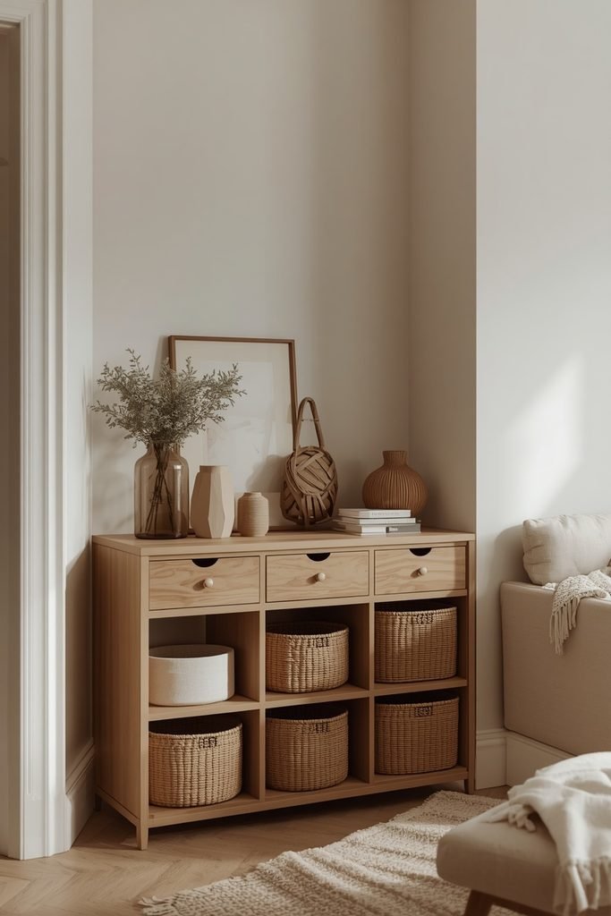 small living room ideas with stylish storage and uncluttered decor