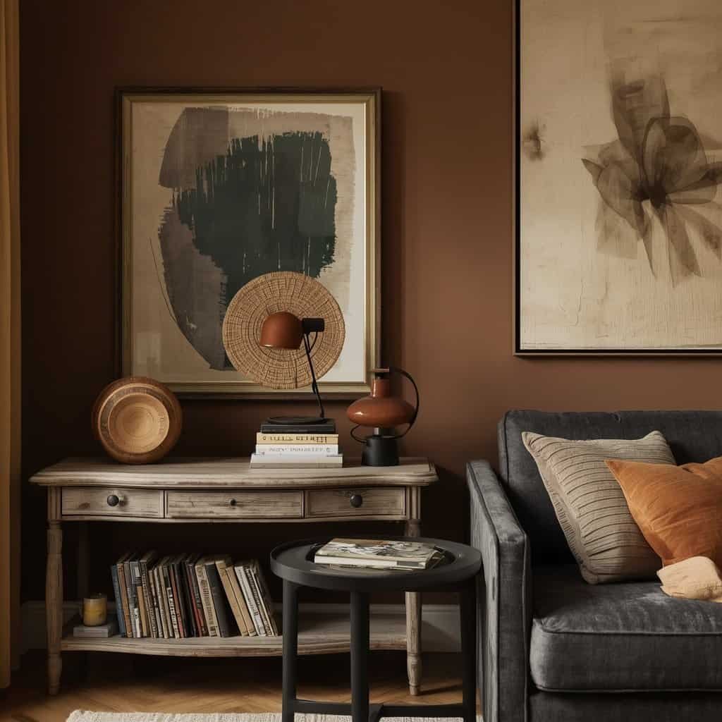 collected fall interior with vintage and modern decor