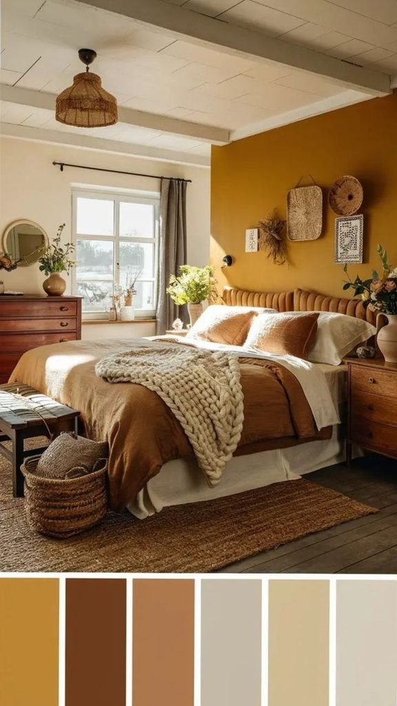 mustard bedroom feel warm at fall