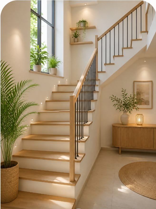 
stair wall decorating ideas, Single artwork with lots of negative space