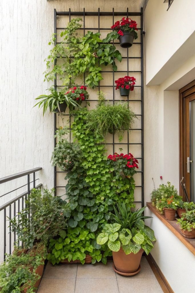 Vertical greenery covering one balcony wall
