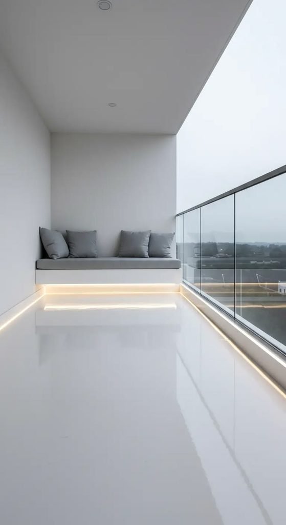 Small balcony decor ideas with vertical decor and an uncluttered floor
