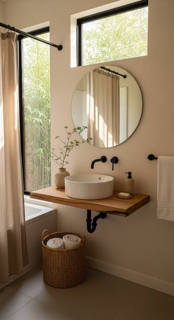 Simple uncluttered bathroom sink decor