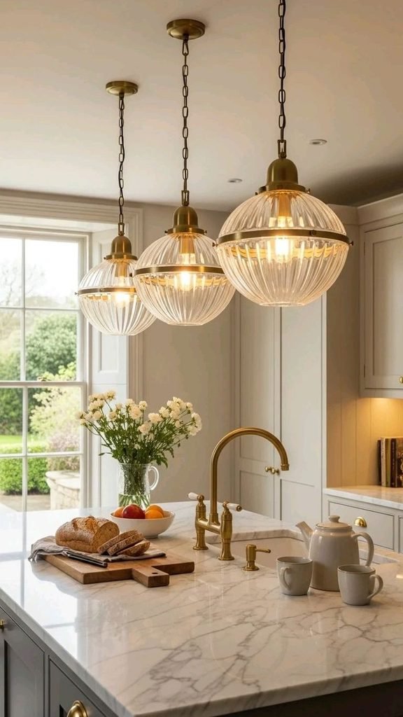 Kitchen island + pendant sebagai focal point