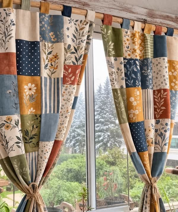Sally inspired patchwork decor in dusty blue pink and purple