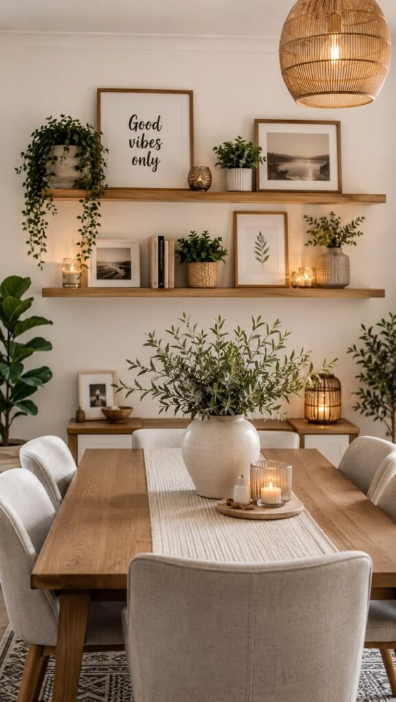 dining room and decorativ wall make a room feel cozy