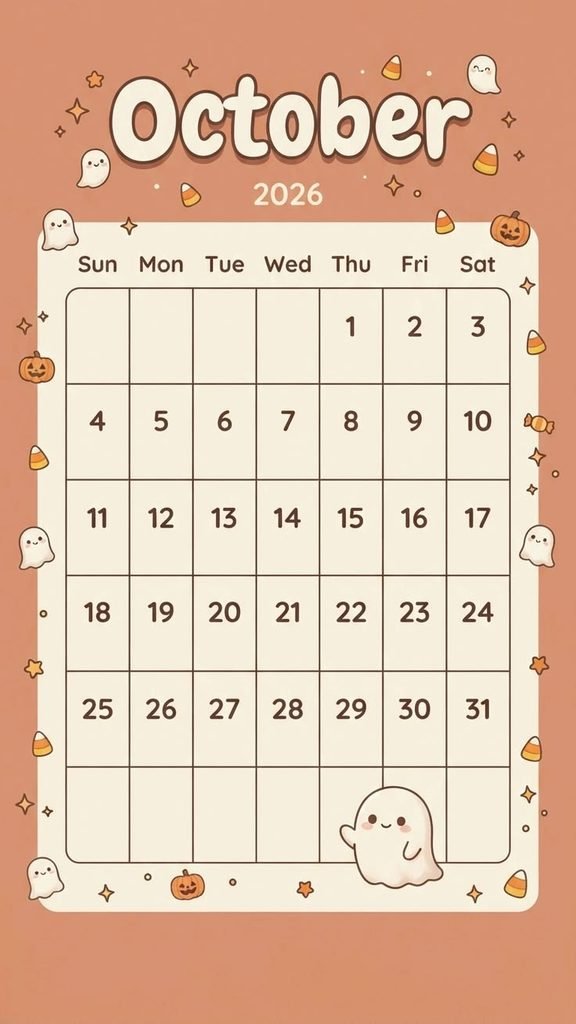 Minimalist October dry erase calendar in a neutral home office