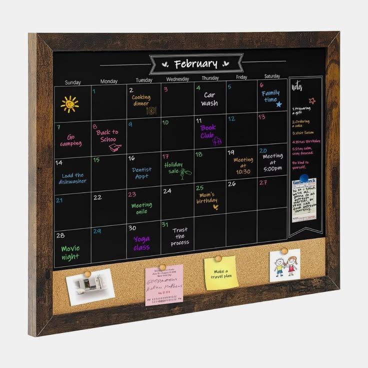 Rustic wood-framed October dry erase calendar with dried flowers and a pumpkin