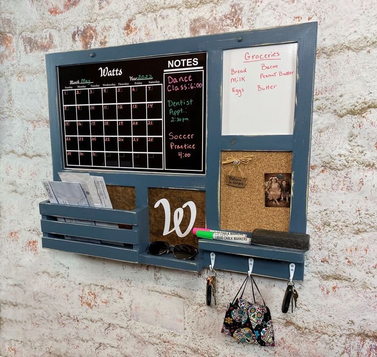 October dry erase calendar paired with a corkboard for notes and reminders